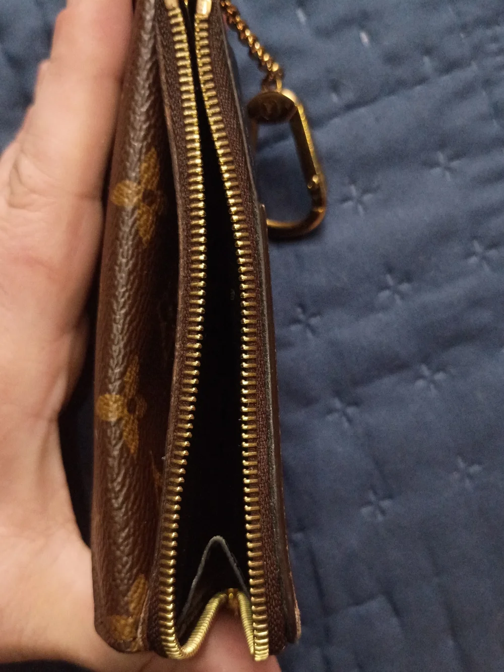 Brown Monogram Envelope Wallet with Gold Hardware